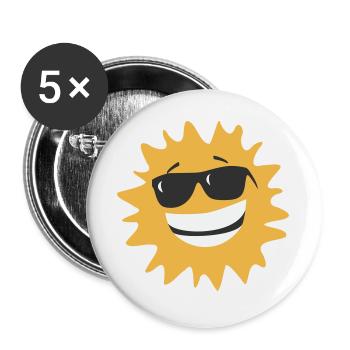 Sunburst lächelt mit Sonnenbrille - Buttons groß 56 mm (5er Pack) - Weiß - Vorne