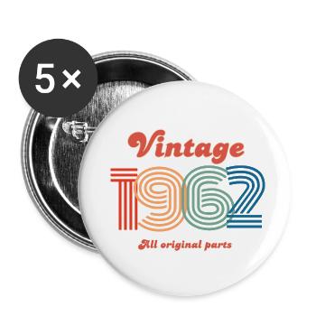 Vintage 1962 all original parts - Buttons large 2.2''/56 mm (5-pack) - white - Front
