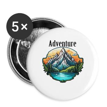 Aventure / Montagne / Pics / Randonnée - Lot de 5 grands badges (56 mm) - blanc - Devant