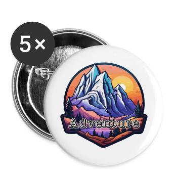 Aventure / Montagne / Pics / Randonnée / Tyrol - Lot de 5 grands badges (56 mm) - blanc - Devant