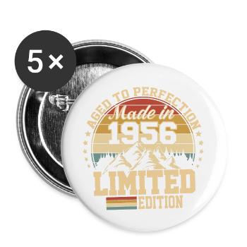 1956 Birthday 1956 Born in 1956 Birthday - Buttons large 2.2''/56 mm (5-pack) - white - Front