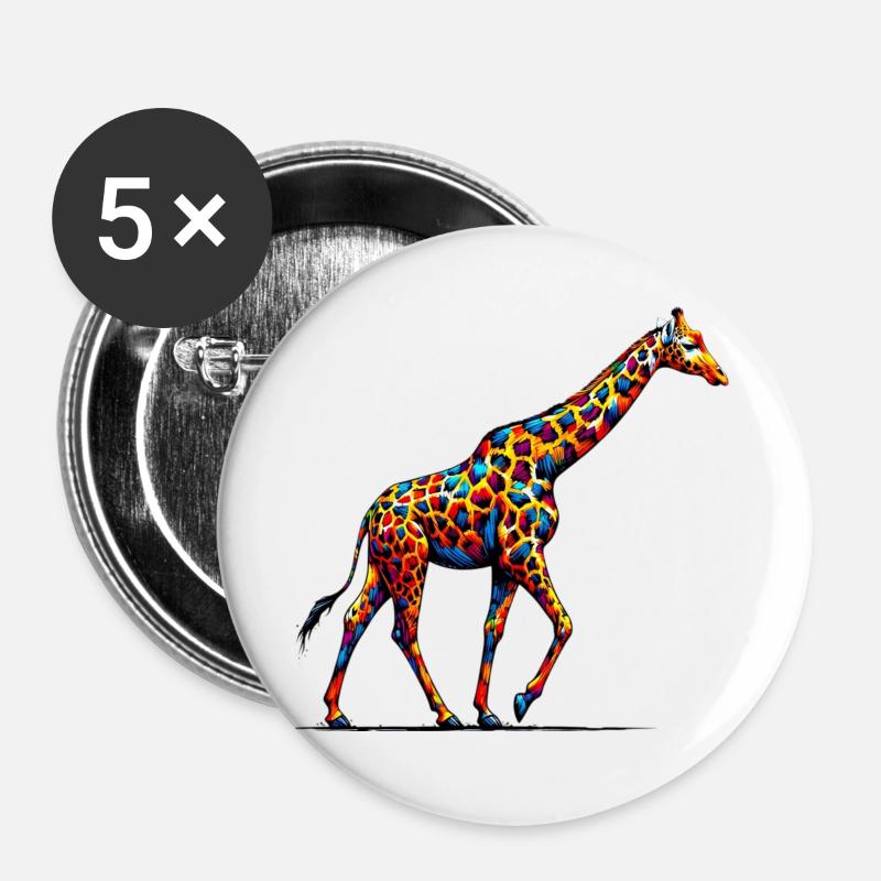 Giraffe - Buttons groß 56 mm (5er Pack) - Weiß
