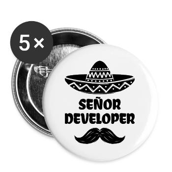 Developer Statement Scripting Dev Computergeek - Buttons large 2.2''/56 mm (5-pack) - white - Front
