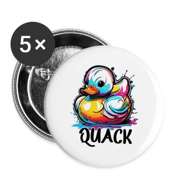 Canard en caoutchouc / Canard en caoutchouc / Eau / Baignoire - Lot de 5 grands badges (56 mm) - blanc - Devant