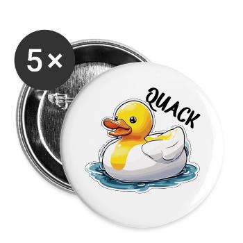 Gummiente / Badeente / Wasser / Badewanne - Buttons groß 56 mm (5er Pack) - Weiß - Vorne