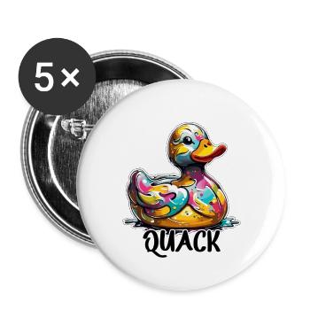 Canard en caoutchouc / Canard en caoutchouc / Eau / Baignoire - Lot de 5 grands badges (56 mm) - blanc - Devant