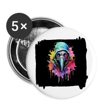 watercolor cyberpunk plague doctor - Buttons large 2.2''/56 mm (5-pack) - white - Front