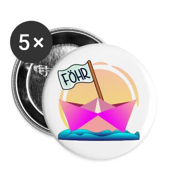 BOOTFAHREN FÖHR INSEL - Buttons groß 56 mm (5er Pack) - Weiß - Vorne