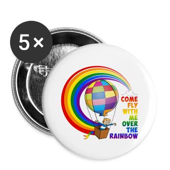 Flieg mit mir über den Regenbogen. - Buttons groß 56 mm (5er Pack) - Weiß - Vorne