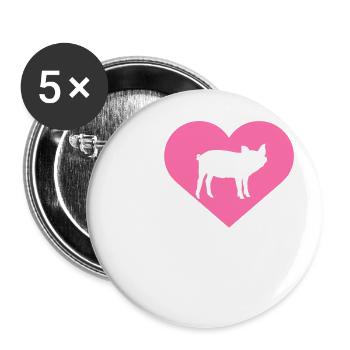 I Love Pigs Heart Piggy Silhouette Love - Buttons large 2.2''/56 mm (5-pack) - white - Front