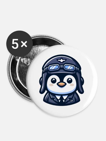 Flug der Eispiloten - Buttons groß 56 mm (5er Pack) - Weiß