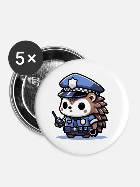 Patrouillenfreunde - Tapferer Igel - Buttons groß 56 mm (5er Pack) - Weiß