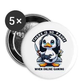 There Is No Pause When Online Gaming - Lot de 5 grands badges (56 mm) - blanc - Devant