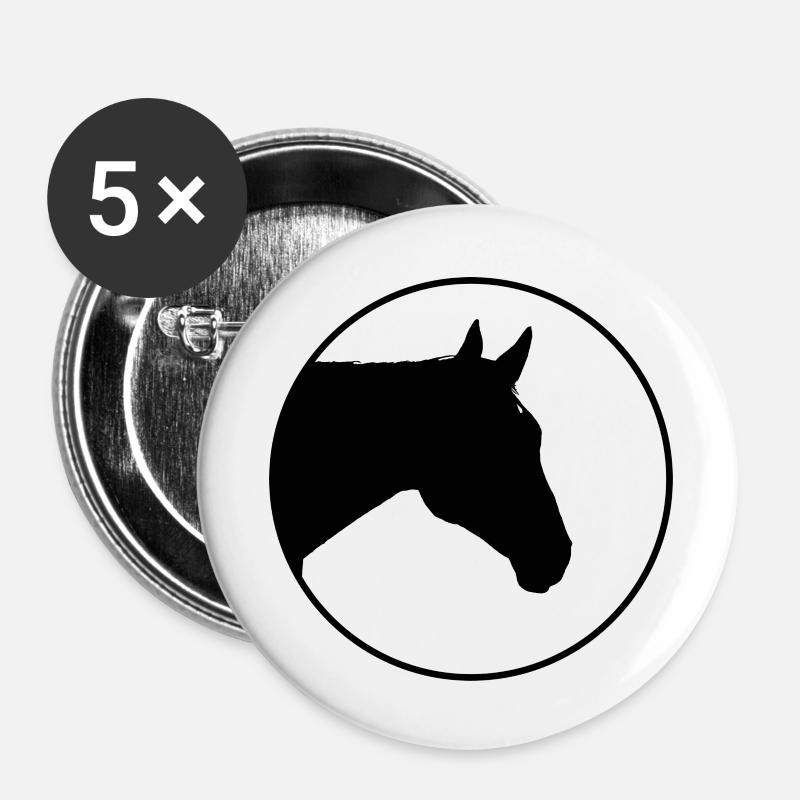 Logo du cheval - Lot de 5 grands badges (56 mm) - blanc