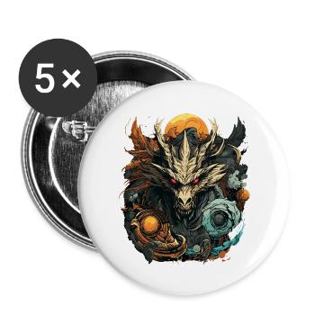 Entfesseln Sie den Drachen: Brüllen Sie mit Stil. - Buttons groß 56 mm (5er Pack) - Weiß - Vorne