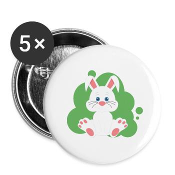 Cartoon Hase Splash - Buttons groß 56 mm (5er Pack) - Weiß - Vorne