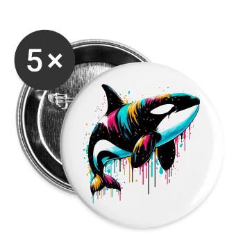 Killer whale - Buttons large 2.2''/56 mm (5-pack) - white - Front
