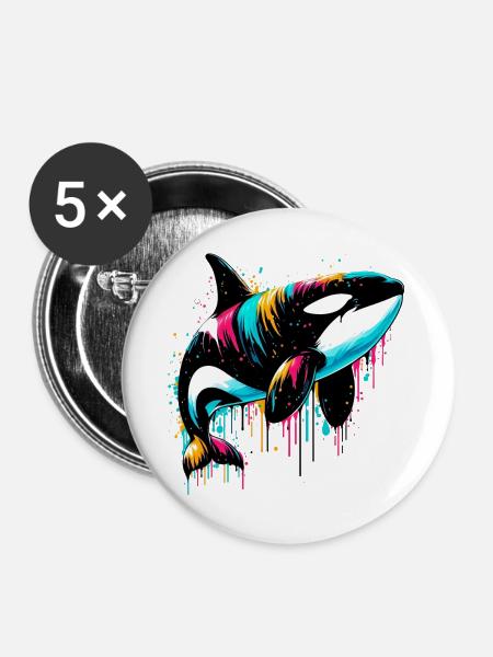 Killer whale - Buttons large 2.2''/56 mm (5-pack) - white