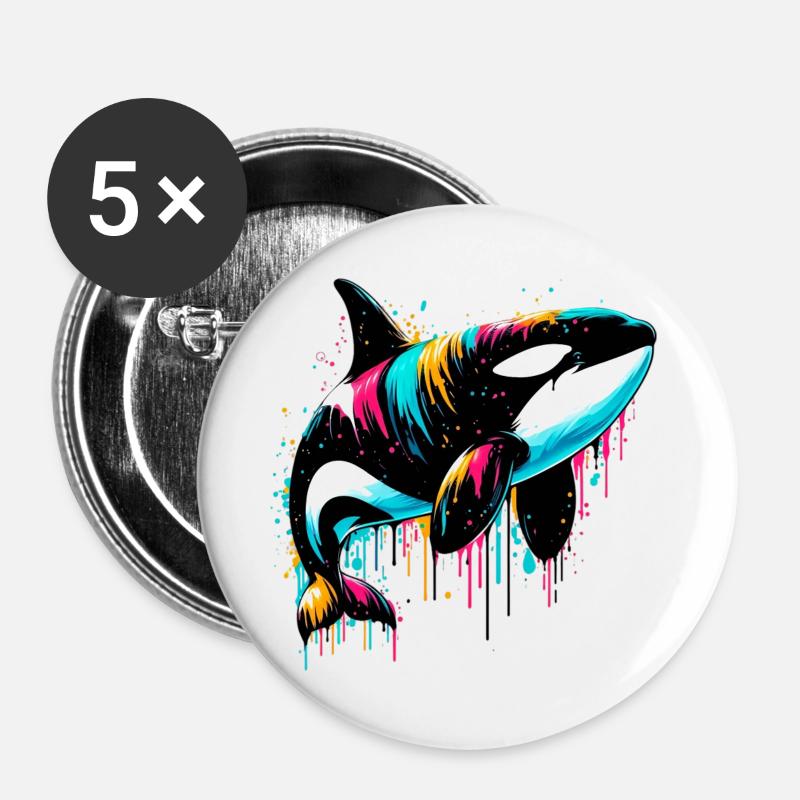 Killer whale - Buttons large 2.2''/56 mm (5-pack) - white