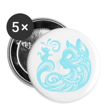 Chat, Chat, Chats, Animaux De Compagnie, Animal De Compagnie, Mignon, Animal, Animal De Compagnie - Lot de 5 grands badges (56 mm) - blanc - Devant
