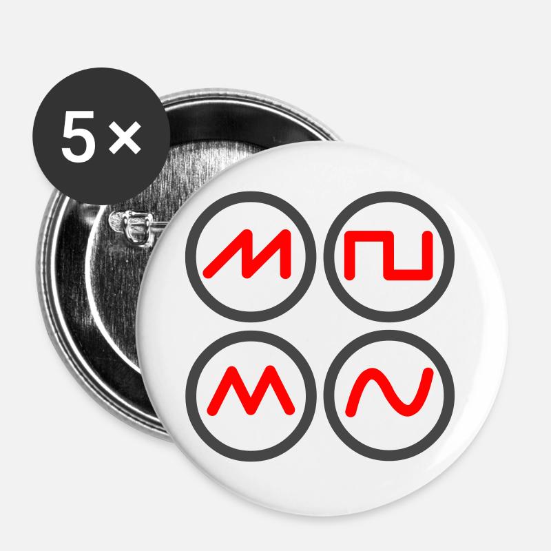 synth waves - Buttons large 2.2''/56 mm (5-pack) - white