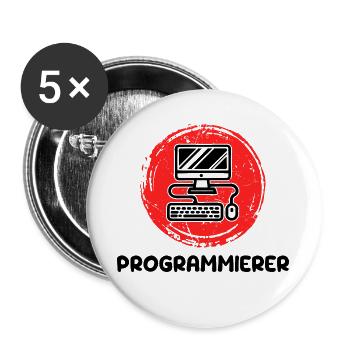 Développeur, Programmeur, Coden, Informatique - Lot de 5 grands badges (56 mm) - blanc - Devant