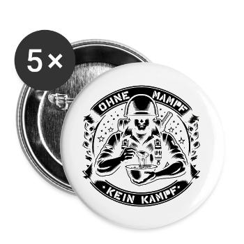 Ohne Mampf kein Kampf! 💪😄 🍔🔥 - Buttons groß 56 mm (5er Pack) - Weiß - Vorne