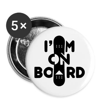 I am on Board -Snowboard - Buttons large 2.2''/56 mm (5-pack) - white - Front