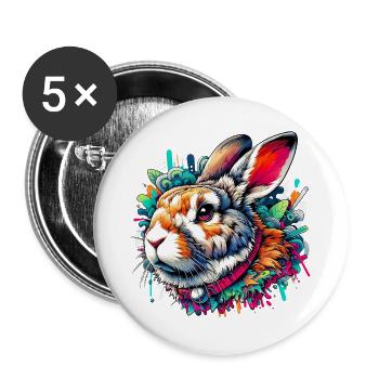 Lapin - Lot de 5 grands badges (56 mm) - blanc - Devant