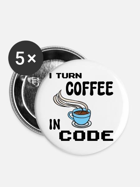Code Programmierer Skripting Statement Developer - Buttons groß 56 mm (5er Pack) - Weiß