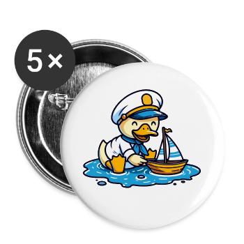 Sailing Duck : Le capitaine marin - Lot de 5 grands badges (56 mm) - blanc - Devant