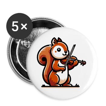 Melodic Squirrel: Symphony in the Park - Buttons large 2.2''/56 mm (5-pack) - white - Front