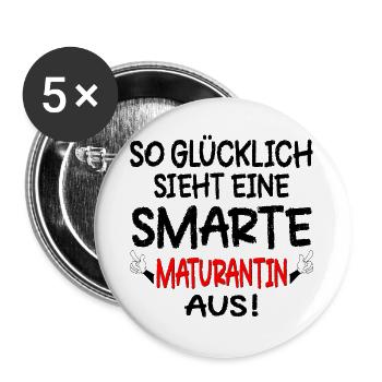 MATURA MATURANTIN GLÜCKLICH - Buttons groß 56 mm (5er Pack) - Weiß - Vorne