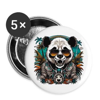 Tattoo / Tier / Kunst / cool / Comic / Panda - Buttons groß 56 mm (5er Pack) - Weiß - Vorne