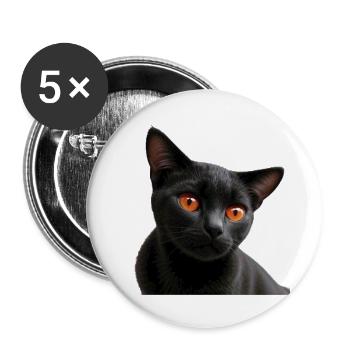 Black cat - Buttons large 2.2''/56 mm (5-pack) - white - Front