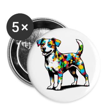 Dog - Buttons large 2.2''/56 mm (5-pack) - white - Front