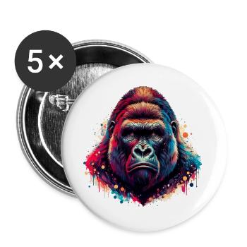 Gorille - Lot de 5 grands badges (56 mm) - blanc - Devant