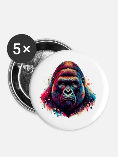 Gorilla - Buttons groß 56 mm (5er Pack) - Weiß