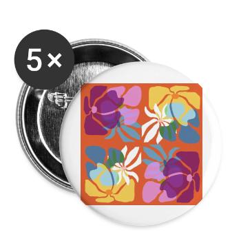 Fleurs sauvages - Lot de 5 grands badges (56 mm) - blanc - Devant
