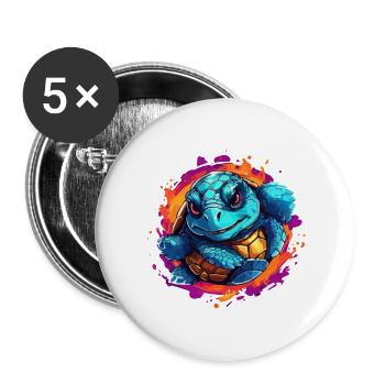 Turtle jumping out of the picture - Buttons large 2.2''/56 mm (5-pack) - white - Front