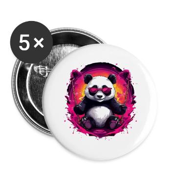 Cute cool panda chilling - Buttons large 2.2''/56 mm (5-pack) - white - Front