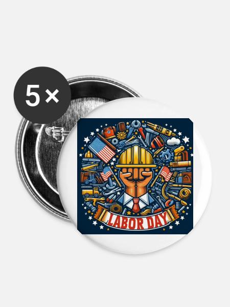 LaborDay - Buttons groß 56 mm (5er Pack) - Weiß