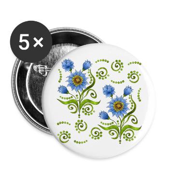 Blume - Buttons groß 56 mm (5er Pack) - Weiß - Vorne