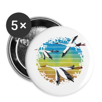 Störche - Buttons groß 56 mm (5er Pack) - Weiß - Vorne