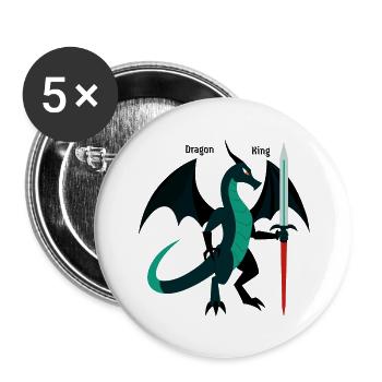 Drachenkönig - Buttons groß 56 mm (5er Pack) - Weiß - Vorne