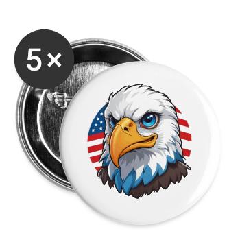 USA Flagge Adlerkopf Weisskopfadler - Buttons groß 56 mm (5er Pack) - Weiß - Vorne