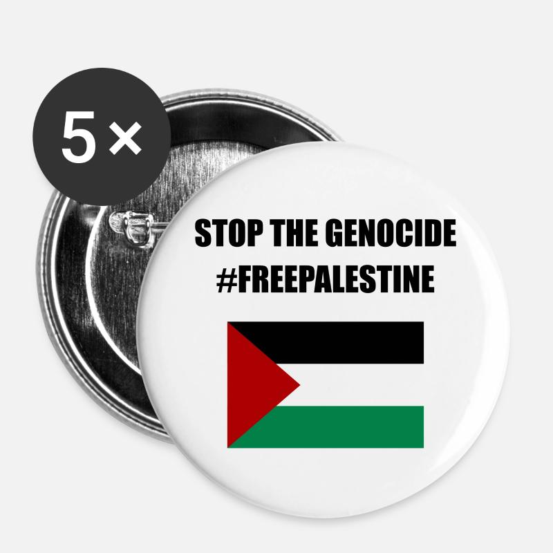 Free Palestine - Buttons large 2.2''/56 mm (5-pack) - white