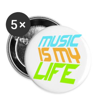 Music Is My Life Musik Ist Mein Leben Liebe Spruch - Buttons large 2.2''/56 mm (5-pack) - white - Front