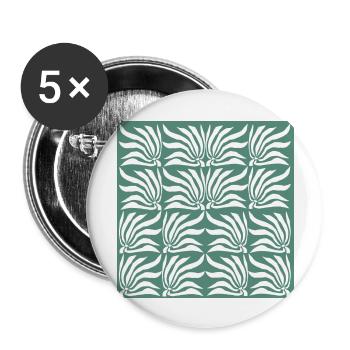 Motif de fleurs géométriques - Lot de 5 grands badges (56 mm) - blanc - Devant