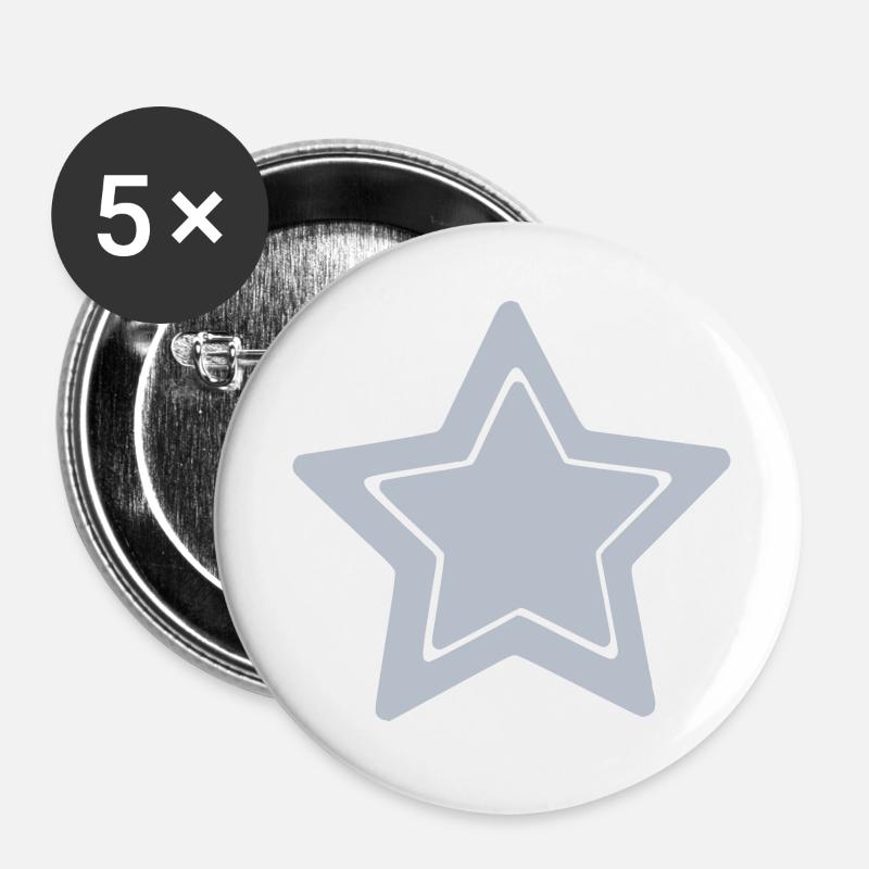 Blauer Stern - Buttons groß 56 mm (5er Pack) - Weiß